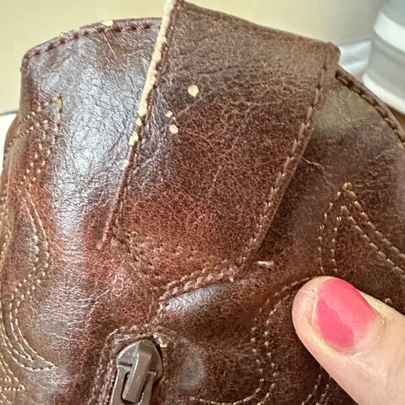 Cherokee Faux Leather YOUTH SIZE 2 Cowboy Boot Embroidered Western Brown - Picture 8 of 12